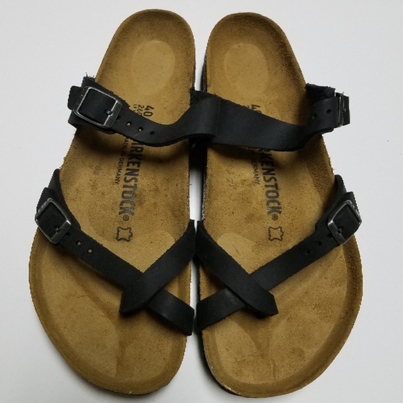 Birkenstock Shoes - Birkenstock Mayari Black Oiled Leather Sandals 40